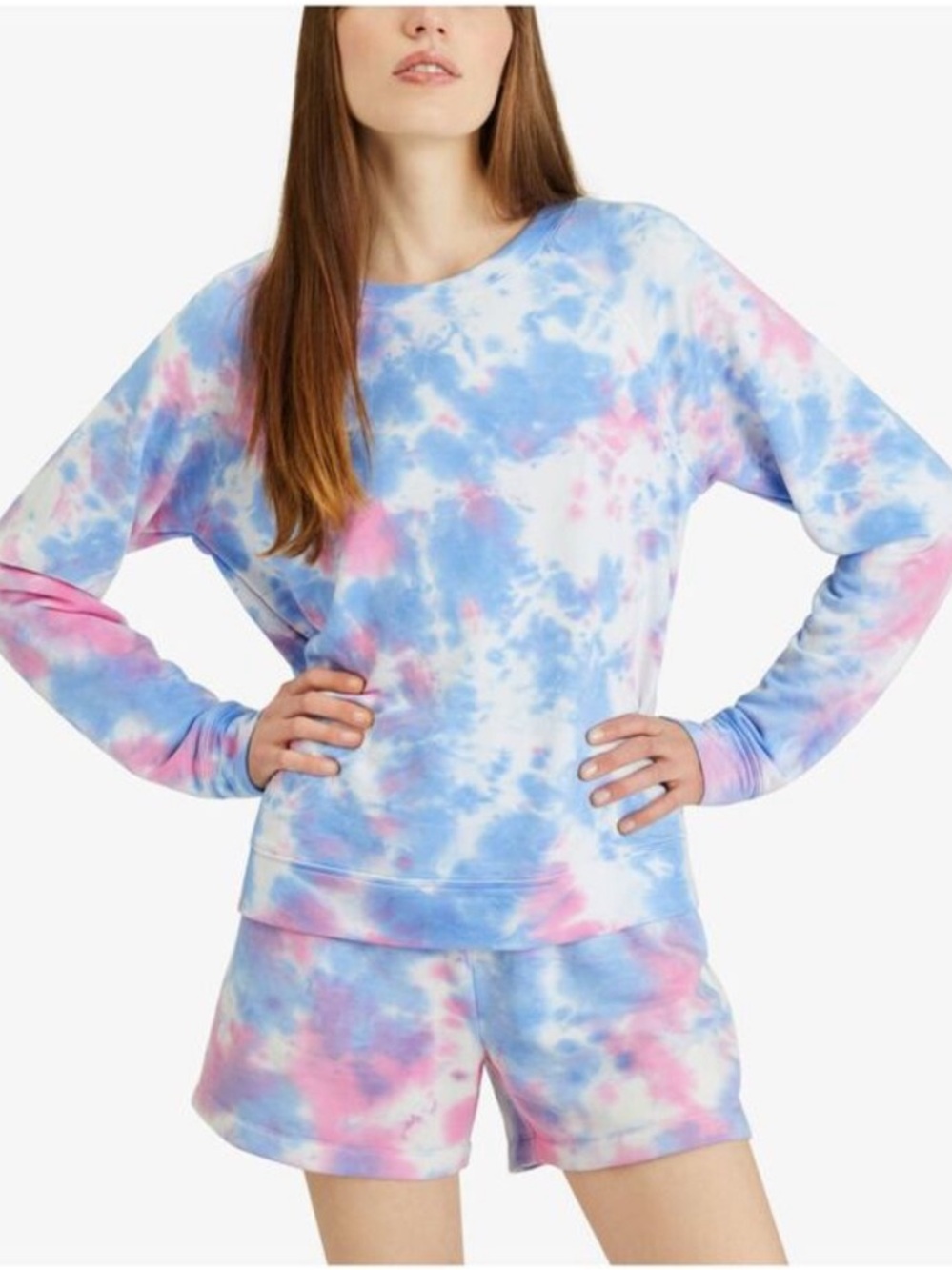 Sanctuary Tie-Dye Pullover Sweatshirt in Blue and Pink